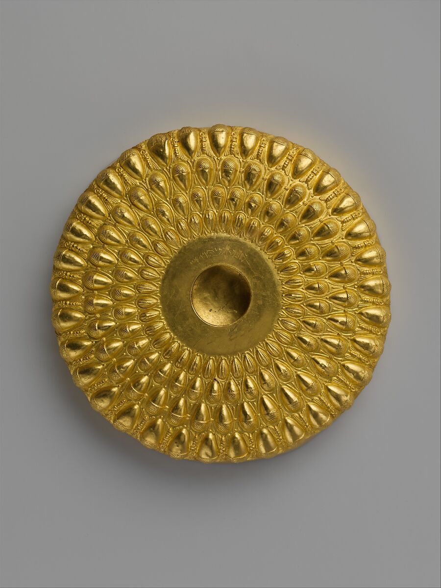 Gold phiale (libation bowl), Gold, Greek 