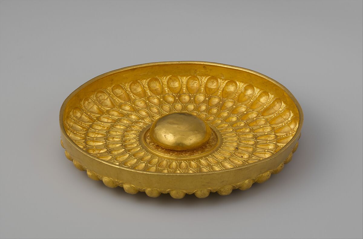 Gold phiale (libation bowl), Gold, Greek