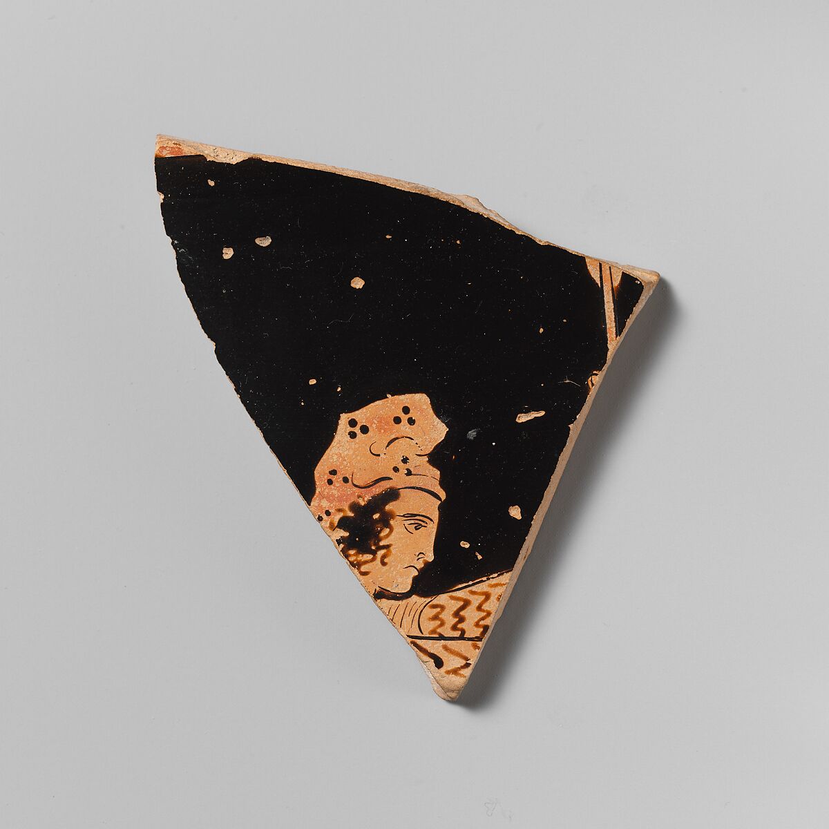 Fragment of a terracotta bell-krater (mixing bowl), Terracotta, Greek, South Italian, Lucanian 