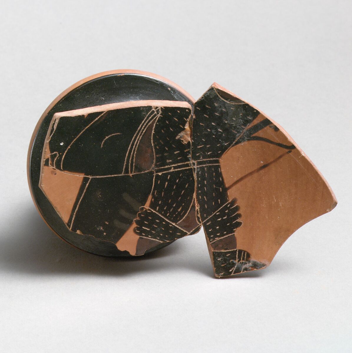 Kylix fragments, Attributed to the Segment Class, Terracotta, Greek, Attic