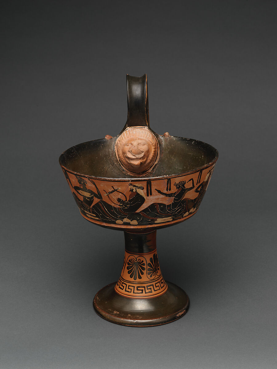 Terracotta one-handled kantharos (drinking cup), Attributed to the Class of the One-handled Kantharoi, Terracotta, Greek, Attic