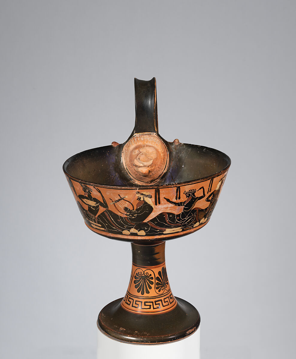 Terracotta one-handled kantharos (drinking cup)