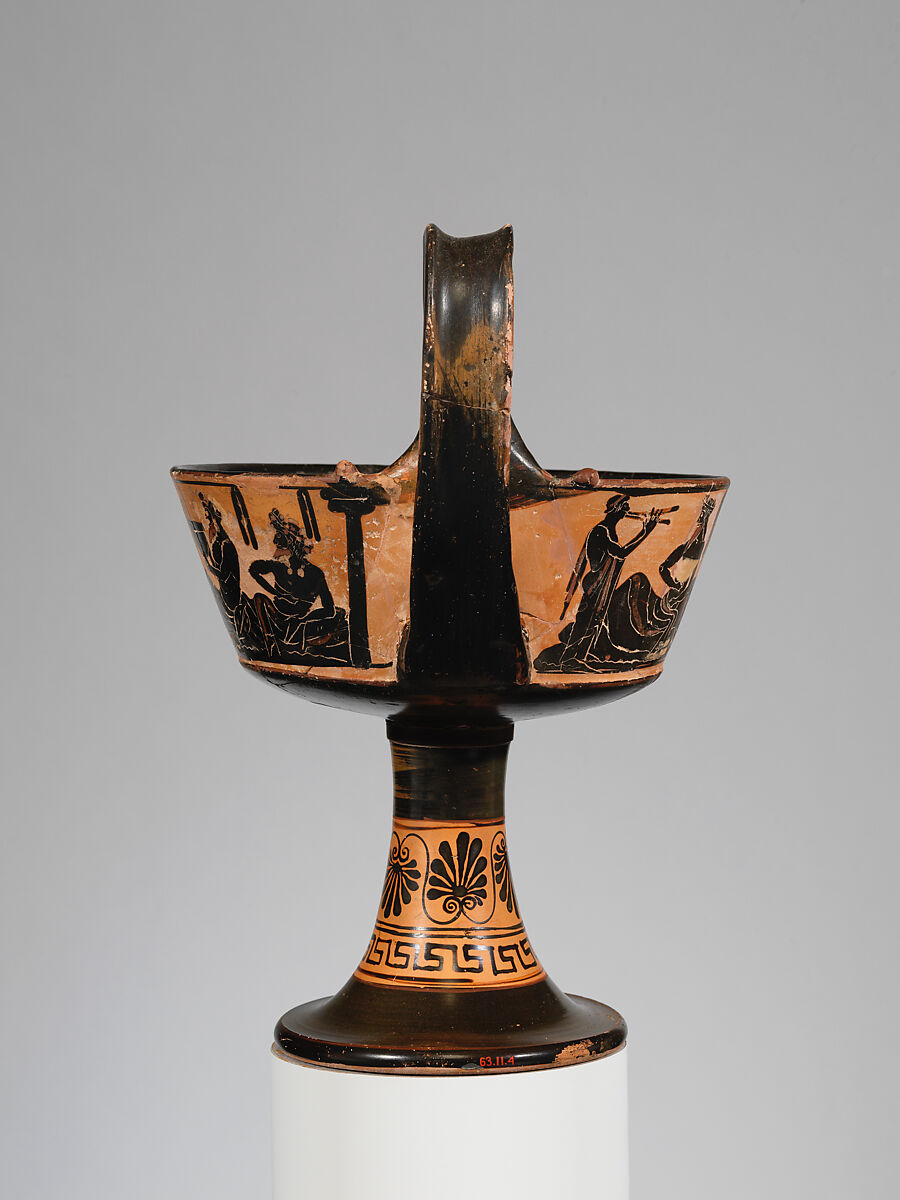 Terracotta one-handled kantharos (drinking cup), Attributed to the Class of the One-handled Kantharoi, Terracotta, Greek, Attic