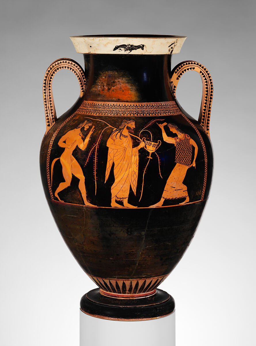 Terracotta amphora (jar), Signed by Andokides as potter, Terracotta, Greek, Attic
