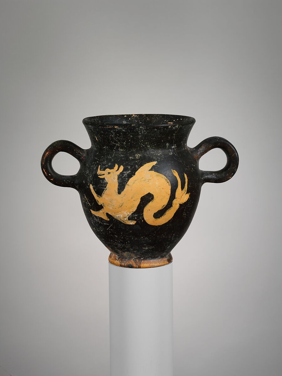 Terracotta kantharos (drinking cup), Terracotta, Etruscan