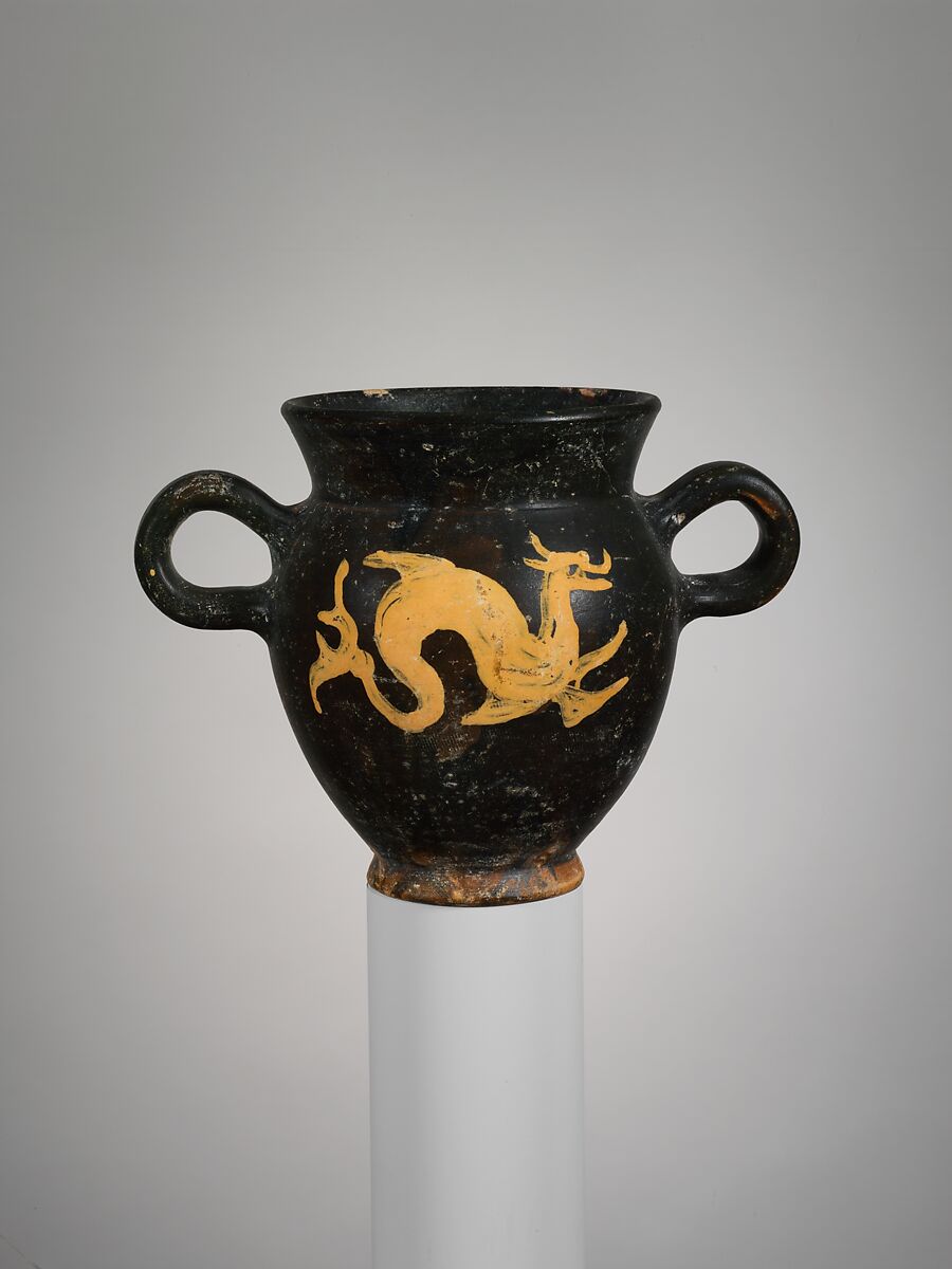 Terracotta kantharos (drinking cup), Terracotta, Etruscan