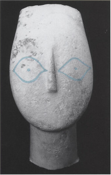 Marble head from the figure of a woman, Marble, Cycladic