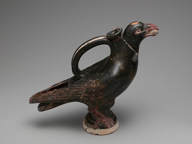 Terracotta askos (flask) in the form of a jackdaw