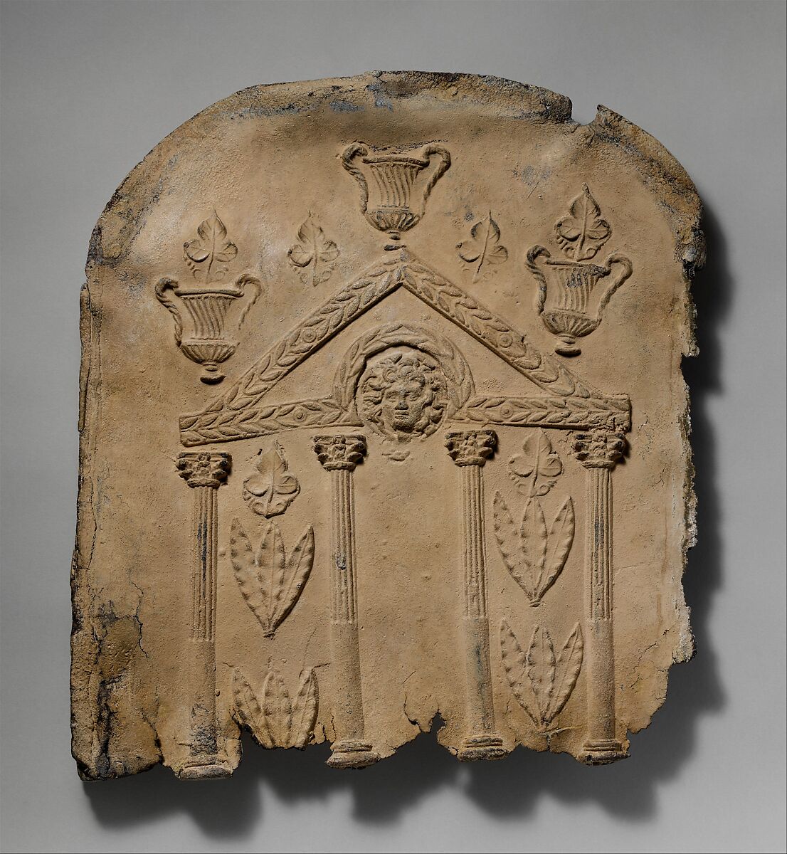 Lid and end panels of a lead sarcophagus, Lead, Roman