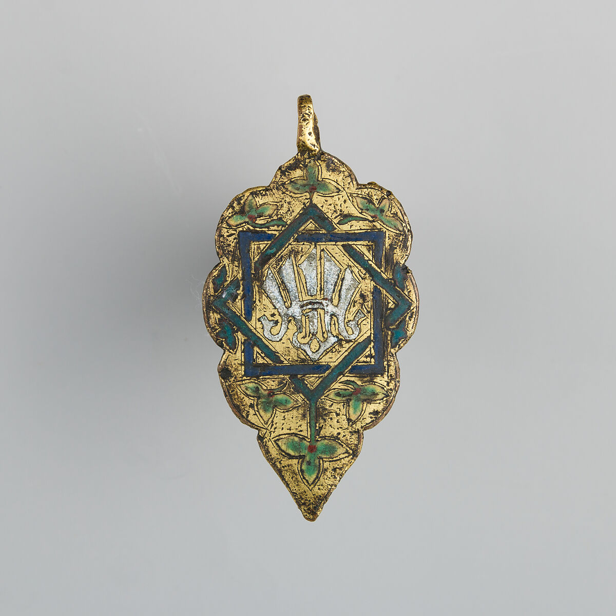 Badge or Harness Pendant, Copper, gold, enamel, Spanish 