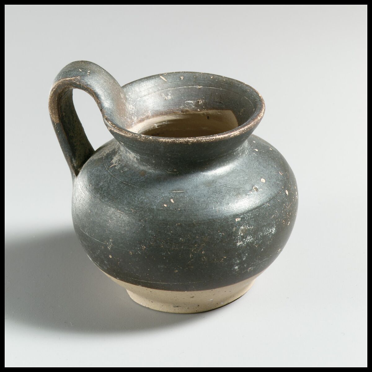 Jug, miniature, Terracotta, Italic-Native, South Italian (Tarentine)