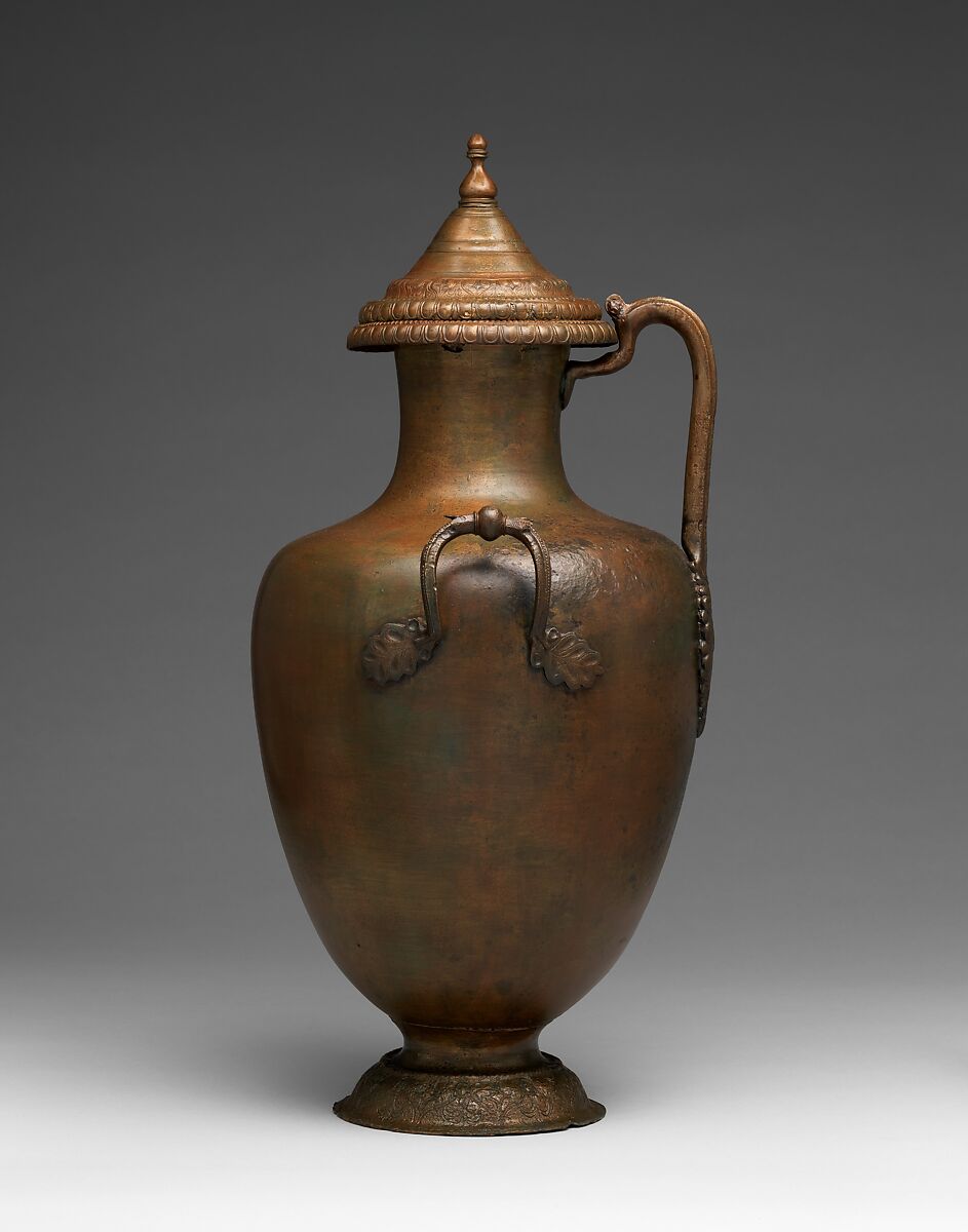 Bronze hydria (water jar) with lid, Bronze, Greek