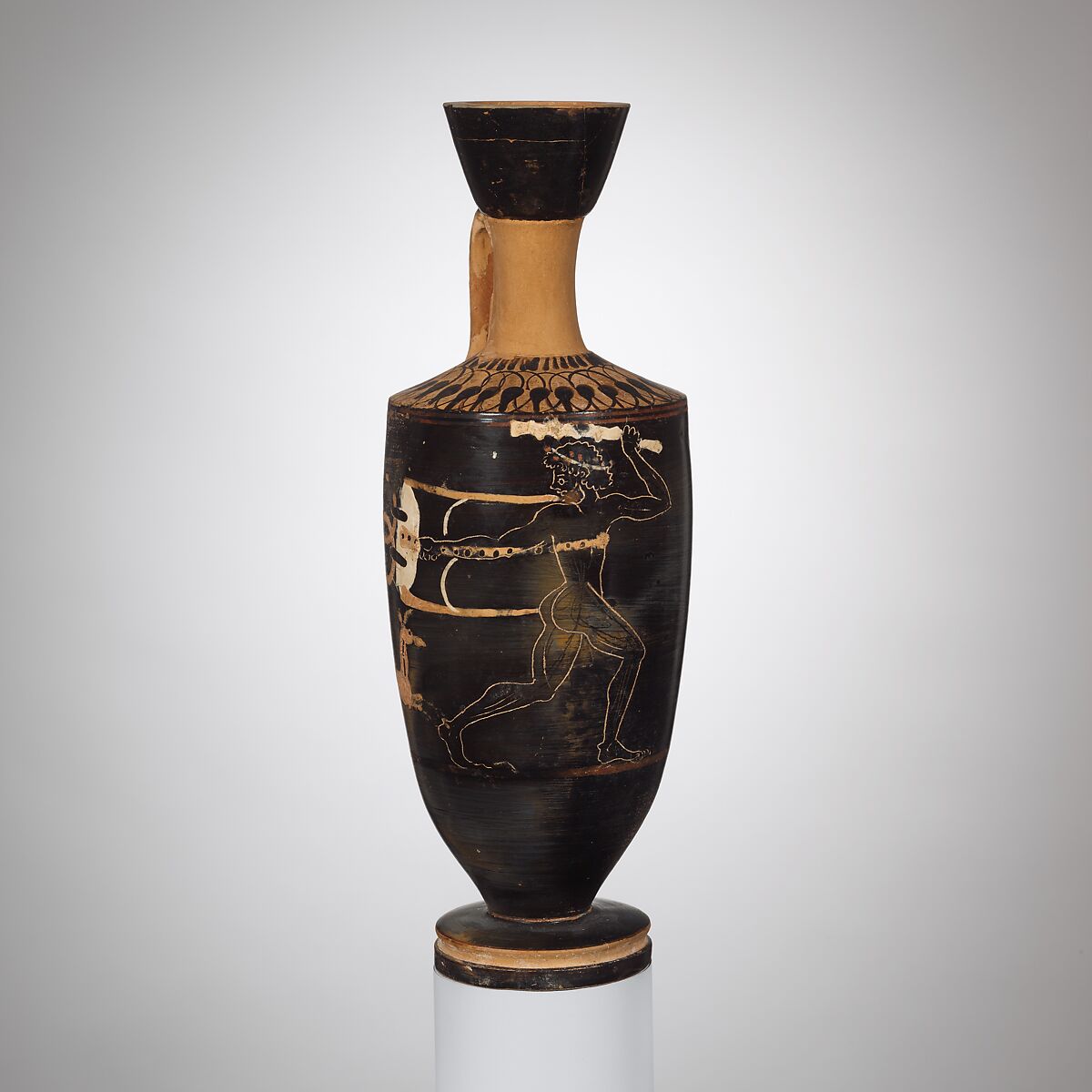 Terracotta lekythos (oil flask), Terracotta, Greek, Attic 