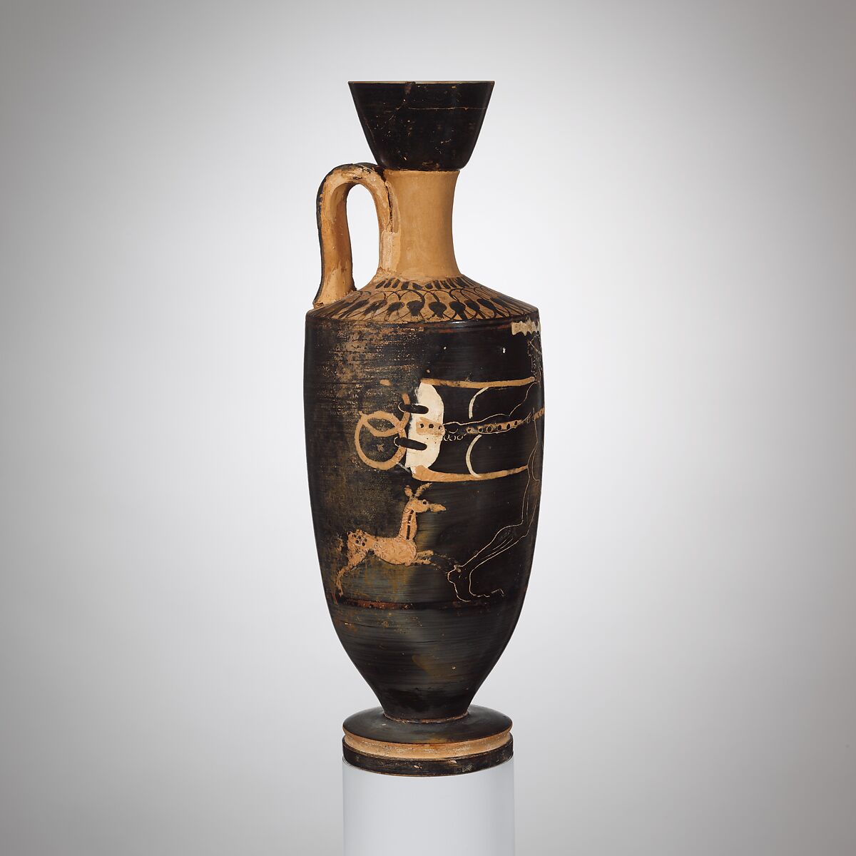 Terracotta lekythos (oil flask), Terracotta, Greek, Attic