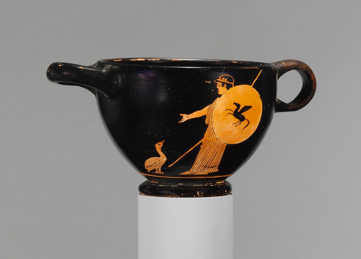 Terracotta skyphos (deep drinking cup), Terracotta, Greek, Attic