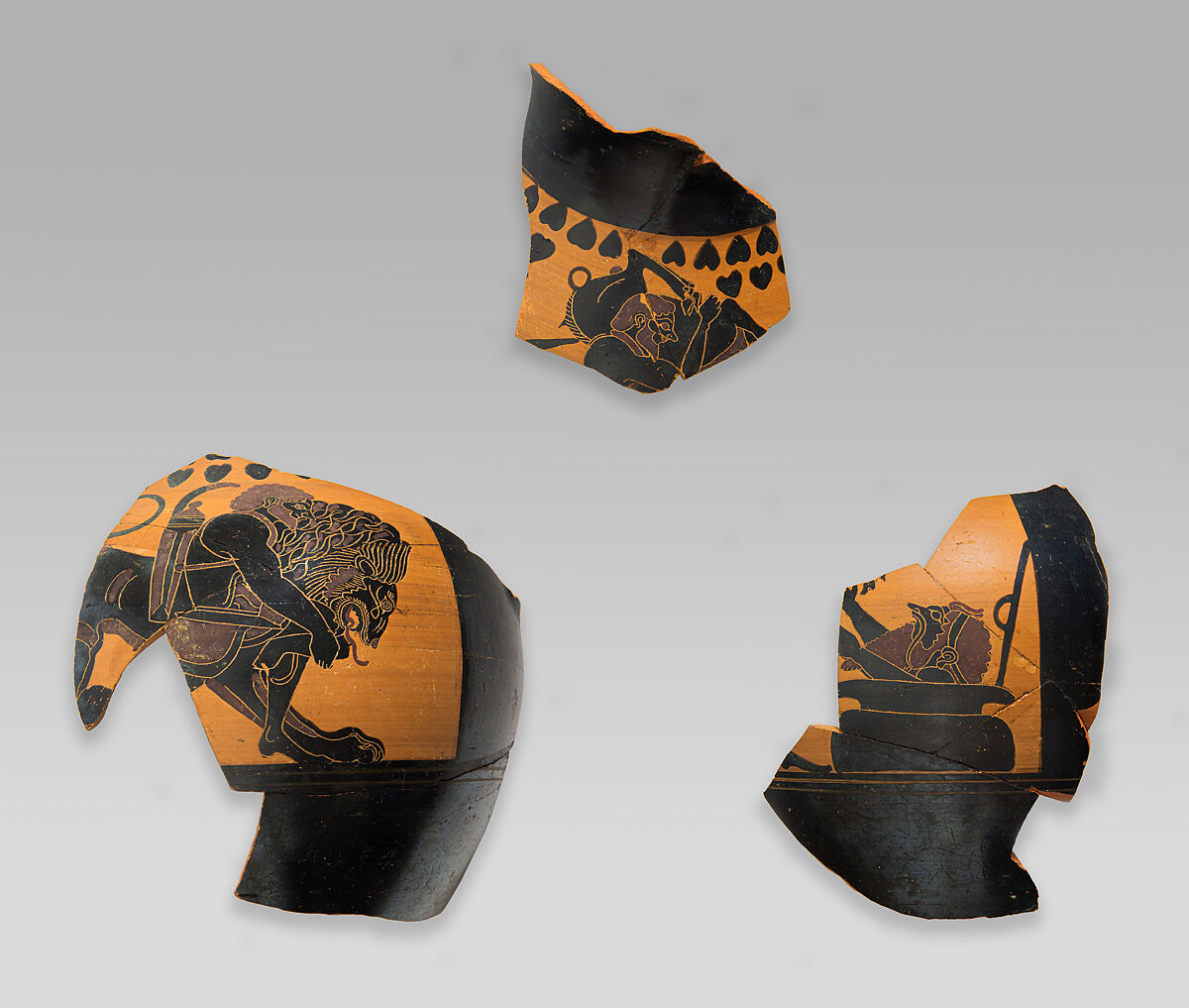 Fragments of a terracotta amphora (jar), Terracotta, Greek, Chalcidian 