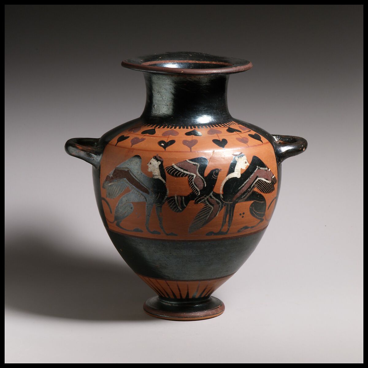 Terracotta hydria (water jar), Terracotta, Greek, Euboean