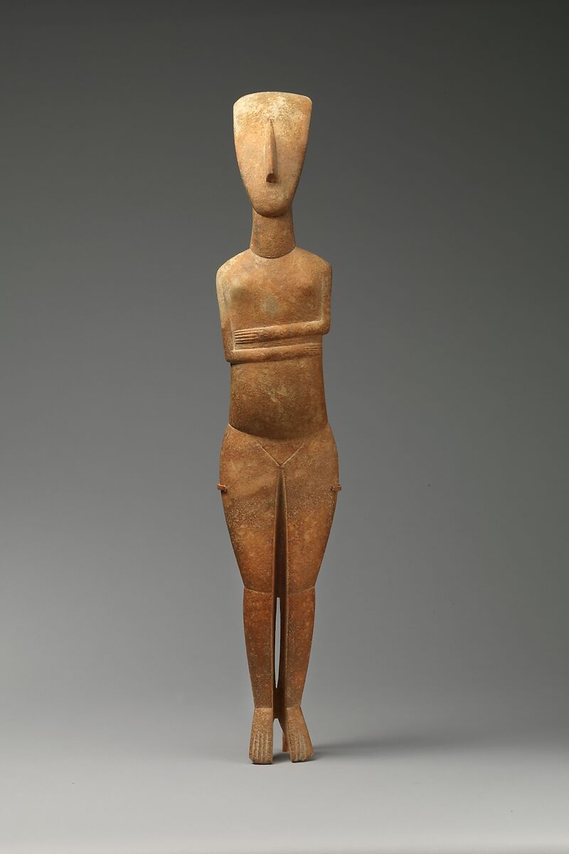 Marble female figure, Attributed to the Bastis Master, Marble, Cycladic 