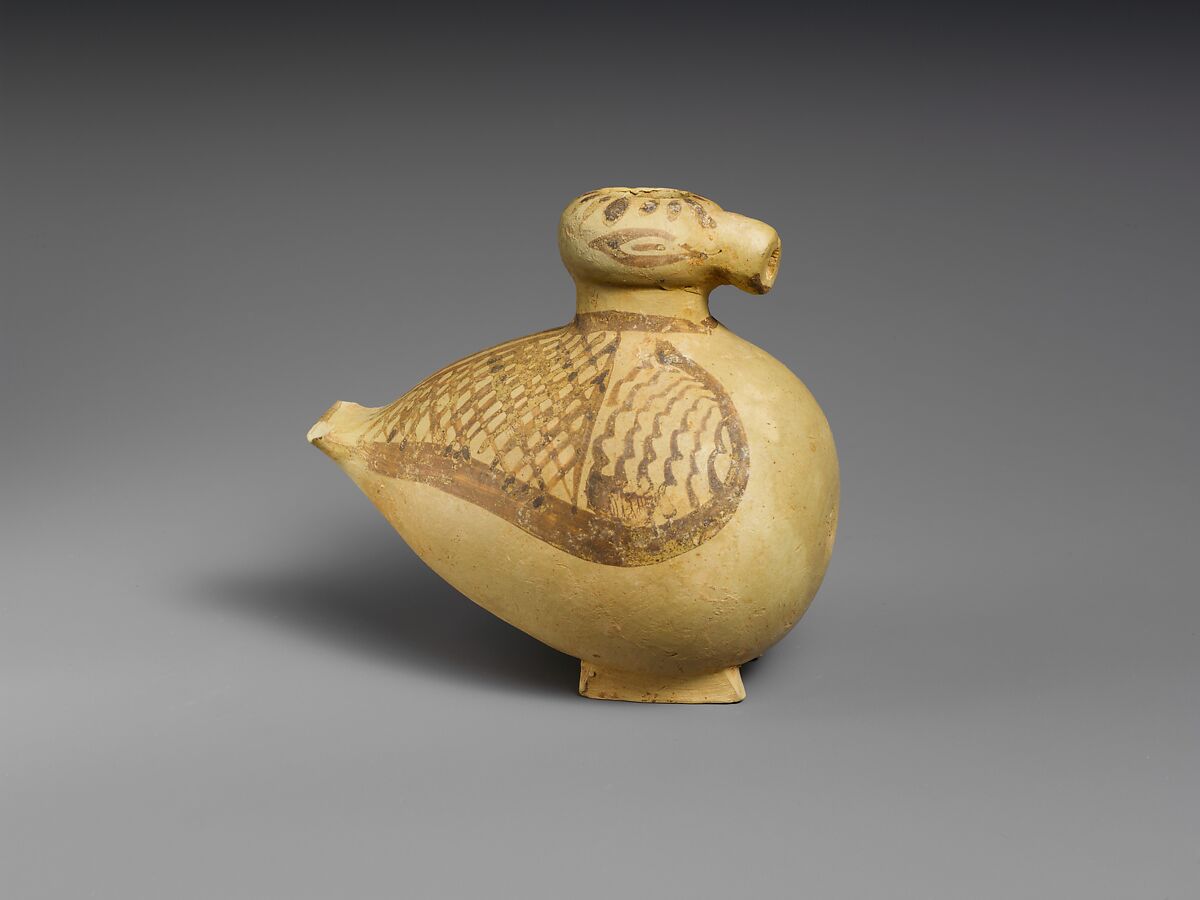 Terracotta vase in the shape of a bird, Terracotta, Etruscan, Etrusco-Corinthian 
