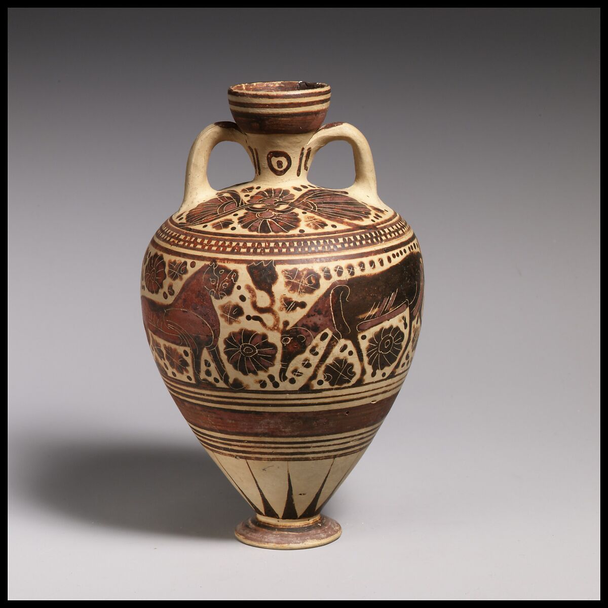 Terracotta amphoriskos (perfume vase), Terracotta, Greek, Corinthian 