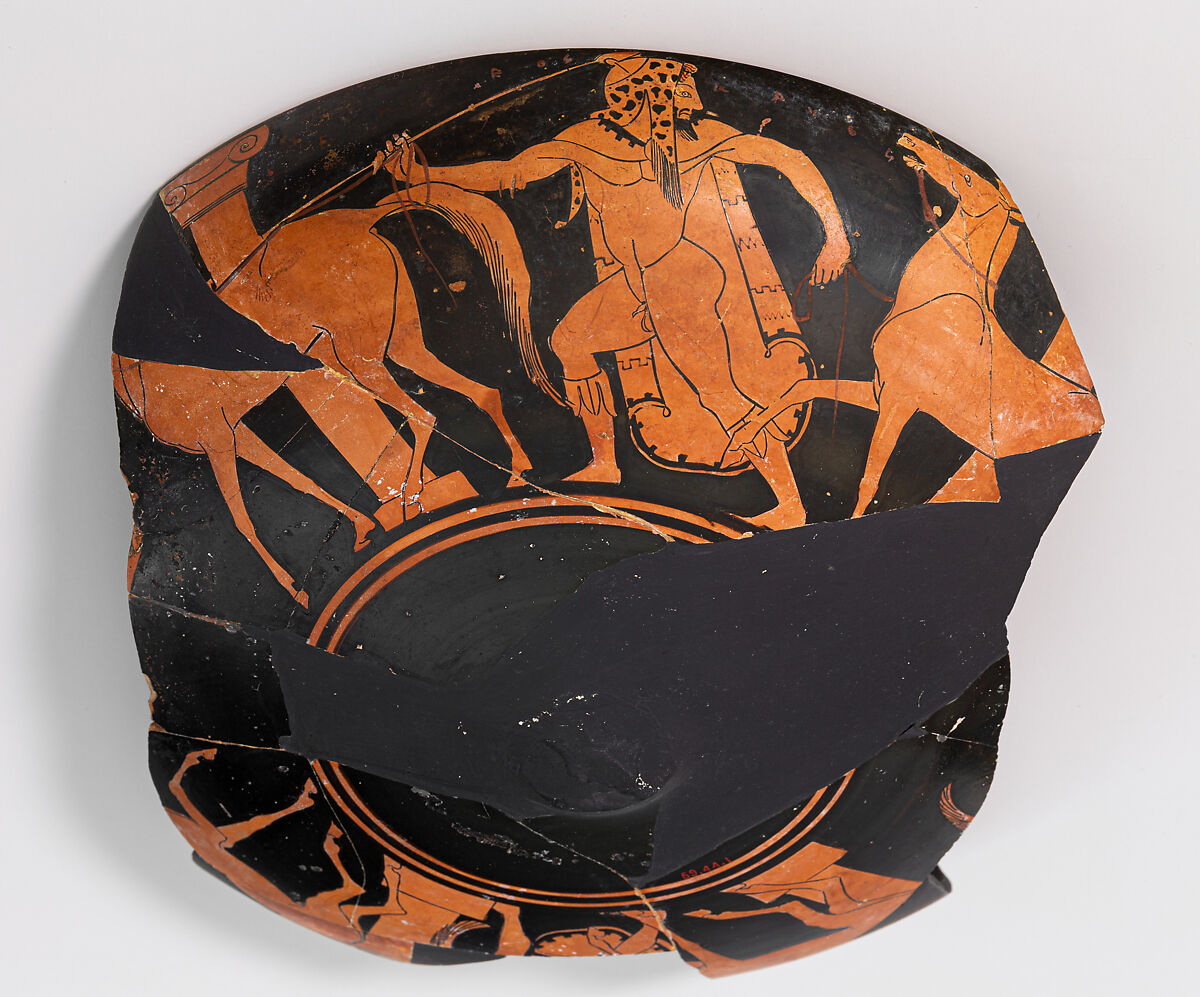 Kylix fragments, Attributed to the Proto-Panaetian Group, Terracotta, Greek, Attic