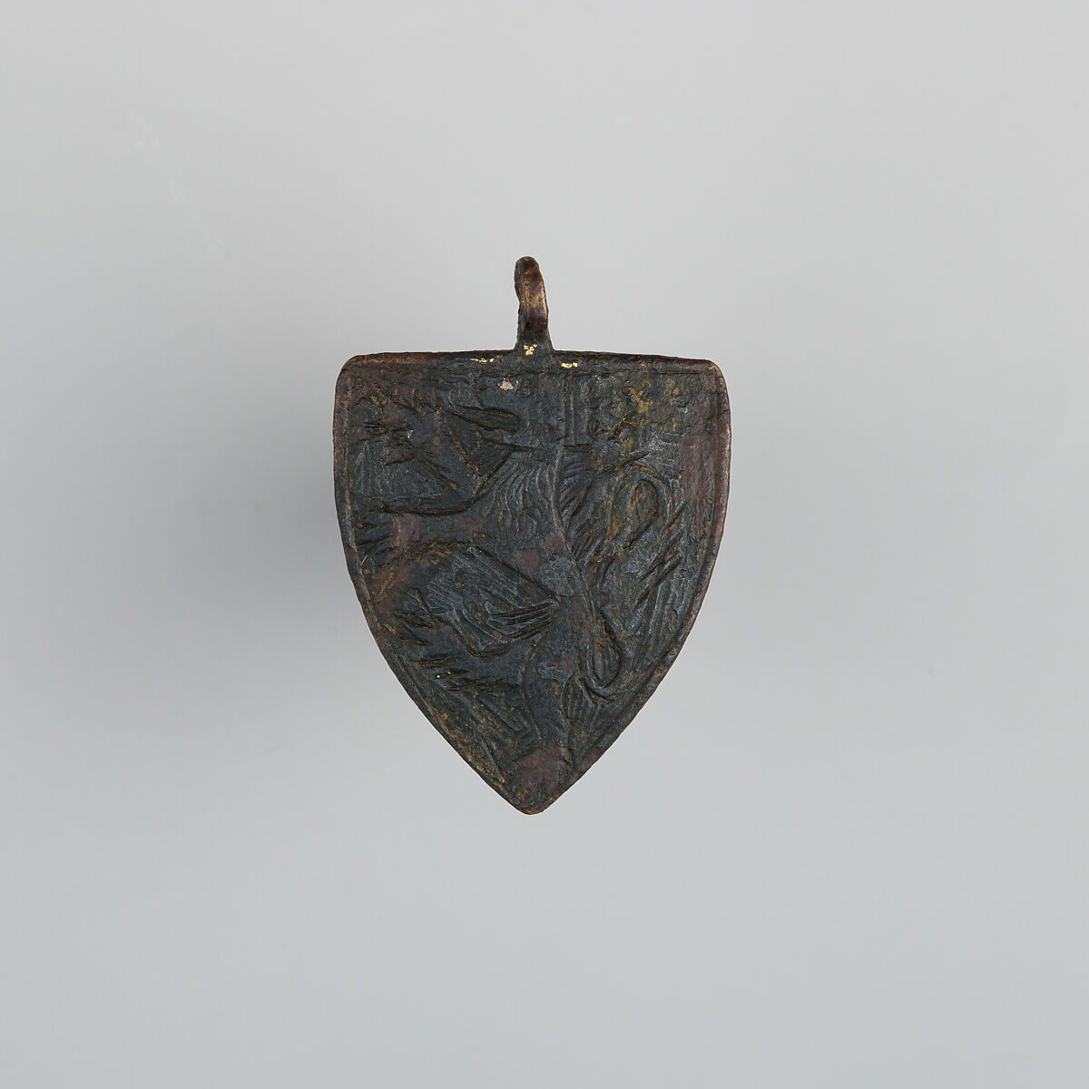 Badge or Harness Pendant, Copper, gold, enamel, possibly Spanish 