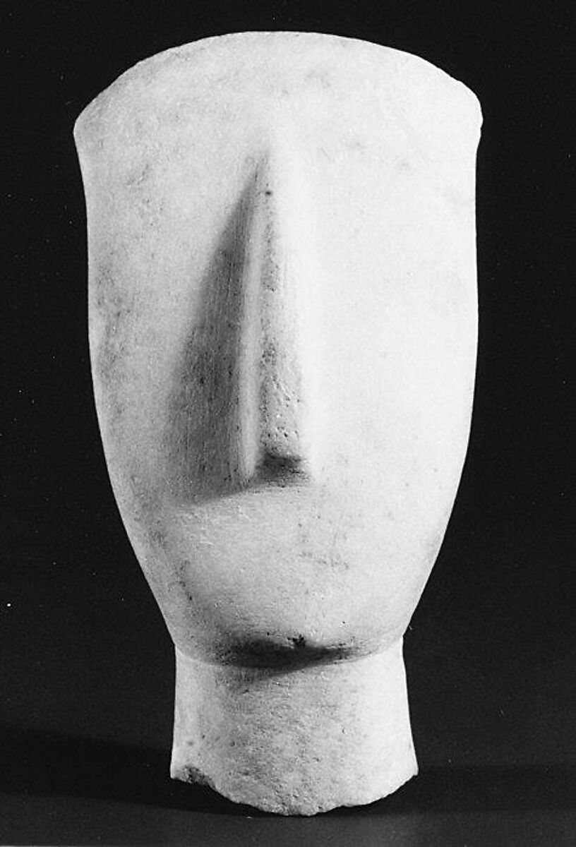Head and neck from a marble figure, Marble, Cycladic 