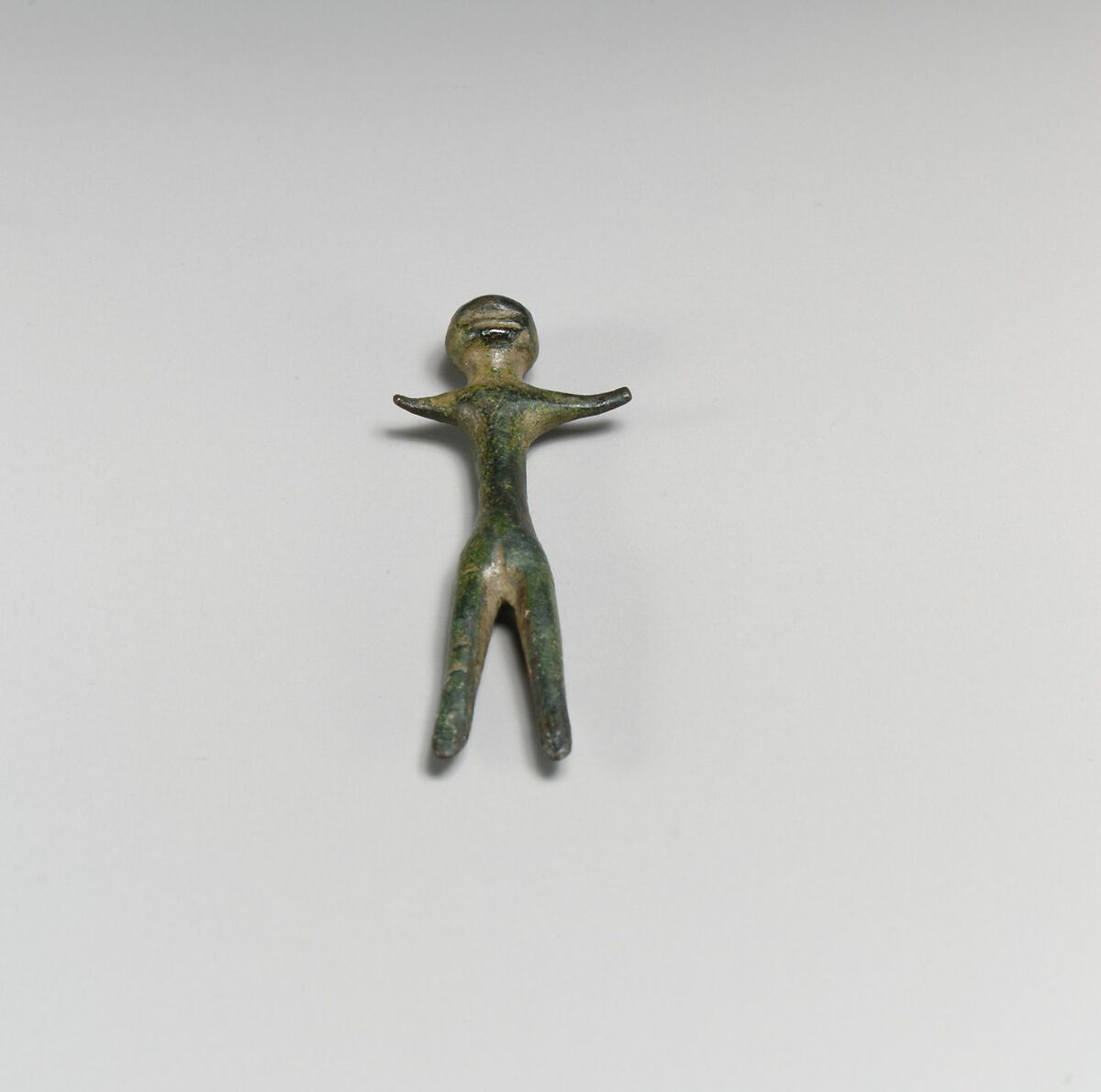 Bronze votive statuette of a standing human, Bronze, Etruscan 