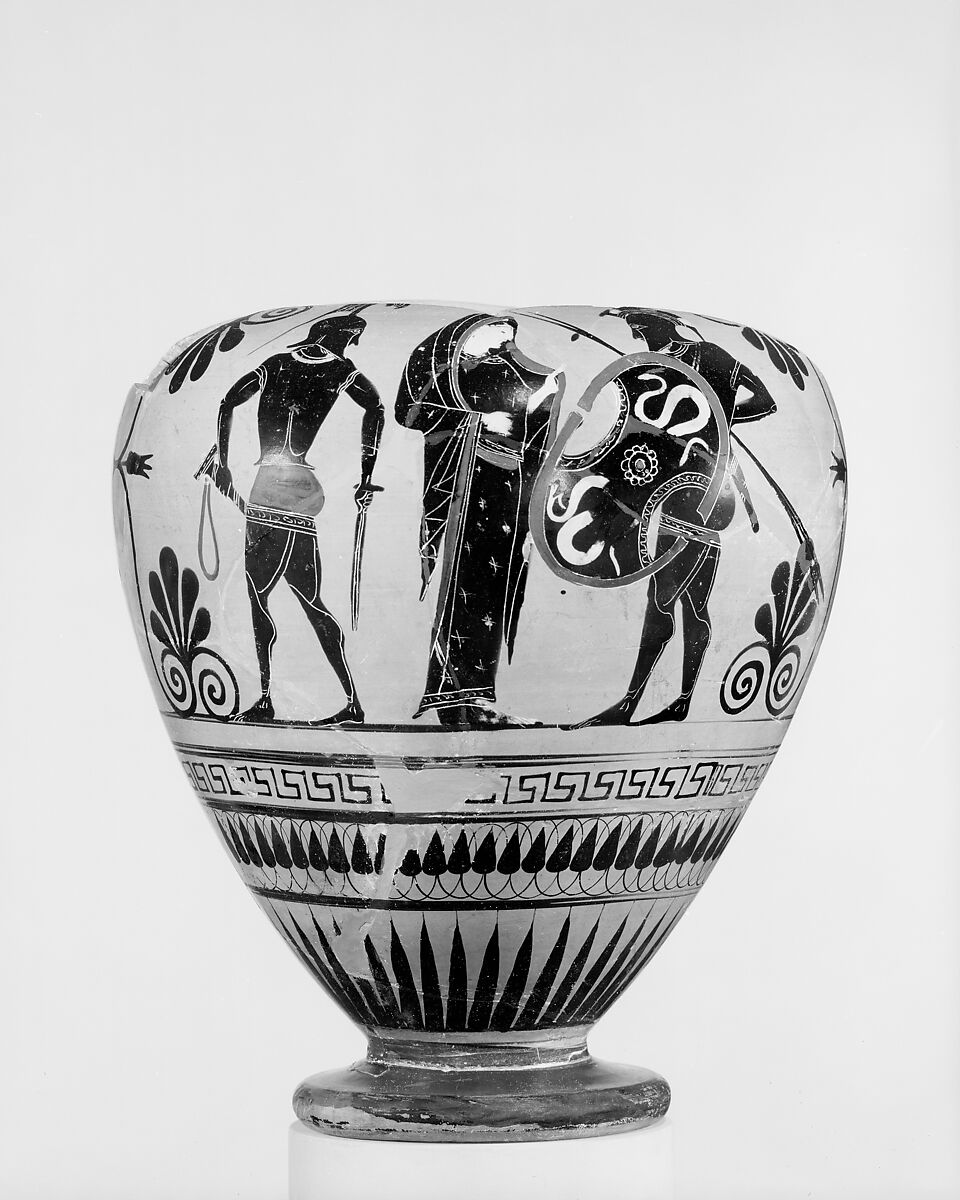 Neck-amphora, Attributed to the Antimenes Painter, Terracotta, Greek, Attic 