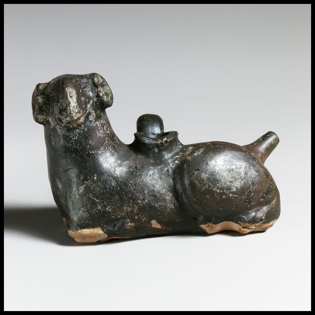 Terracotta vase in the form of a ram, Terracotta, Greek, South Italian, Campanian 