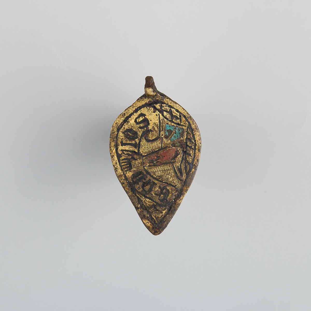 Badge or Harness Pendant, Copper, gold, enamel, Spanish 