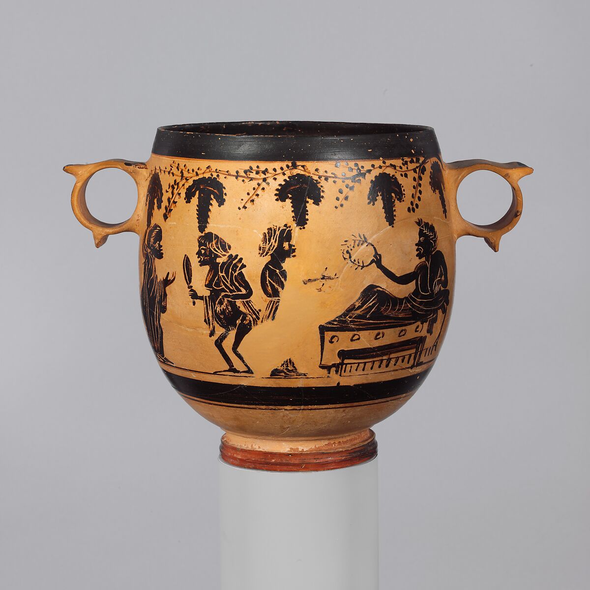 Terracotta skyphos (deep drinking cup), Closely related to the Vine Tendril Group, Terracotta, Greek, Boeotian