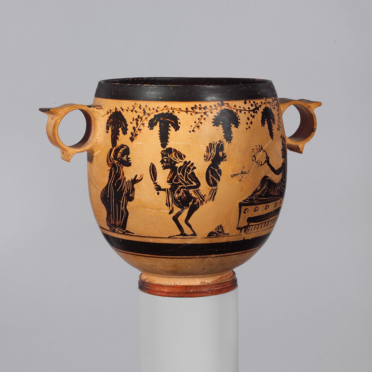 Terracotta skyphos (deep drinking cup), Closely related to the Vine Tendril Group, Terracotta, Greek, Boeotian
