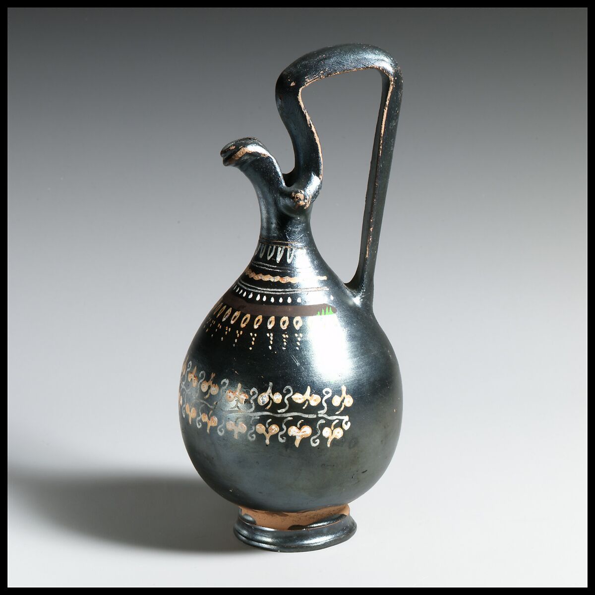 Terracotta oinochoe (jug), Attributed to the Knudsen Group, Terracotta, Greek, South Italian, Apulian, Canosan 