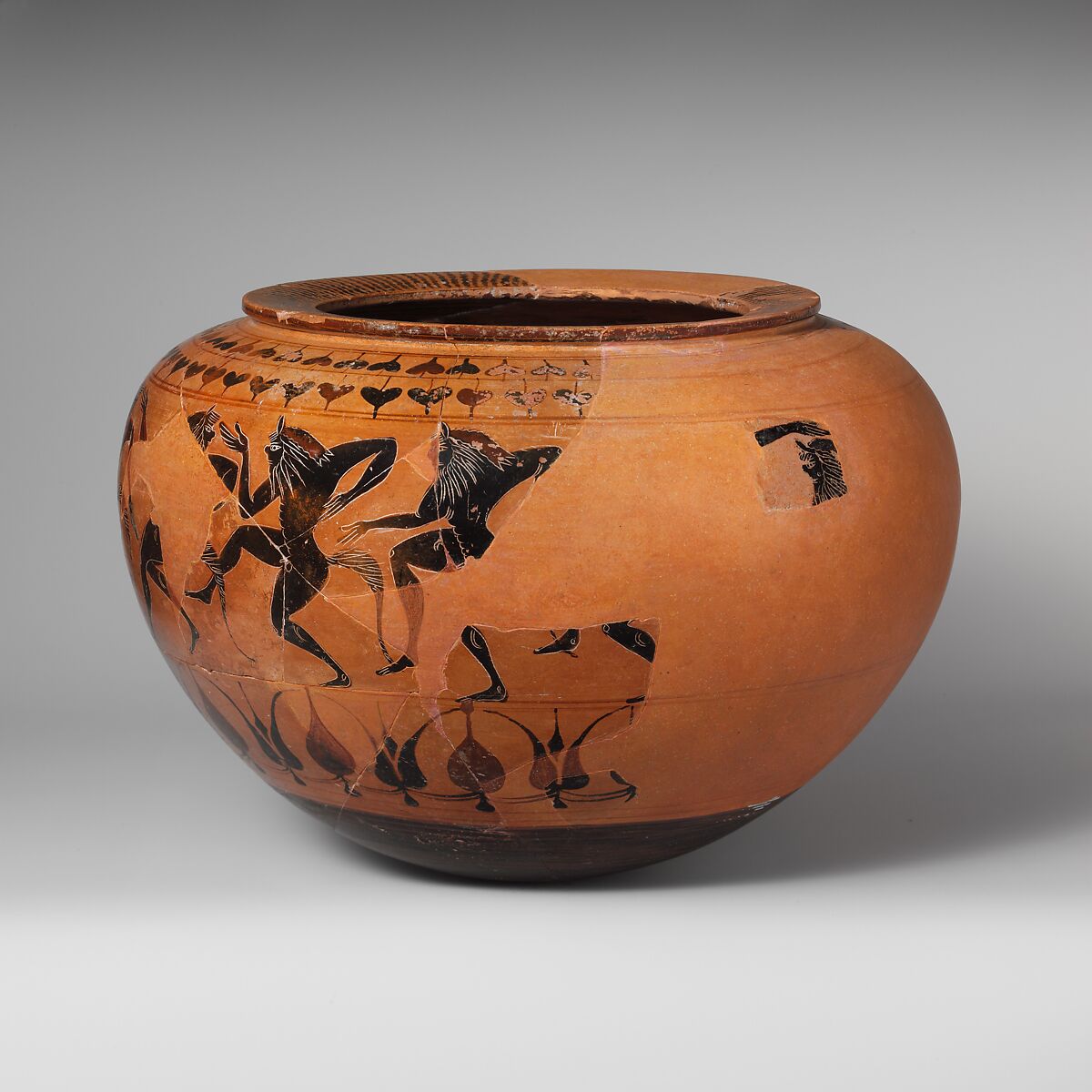 Terracotta dinos (deep round-bottomed bowl), Attributed to the Group of the Campana Dinoi, Ribbon Painter, Terracotta, Etruscan