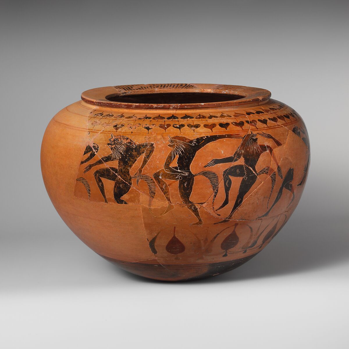 Terracotta dinos (deep round-bottomed bowl), Attributed to the Group of the Campana Dinoi, Ribbon Painter, Terracotta, Etruscan