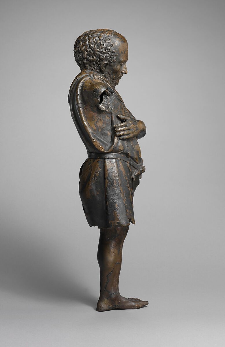 Bronze statuette of an artisan with silver eyes, Bronze, silver, Greek
