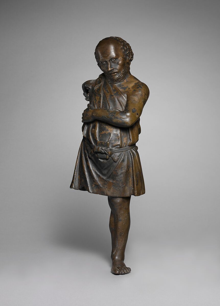 Bronze statuette of an artisan with silver eyes, Bronze, silver, Greek