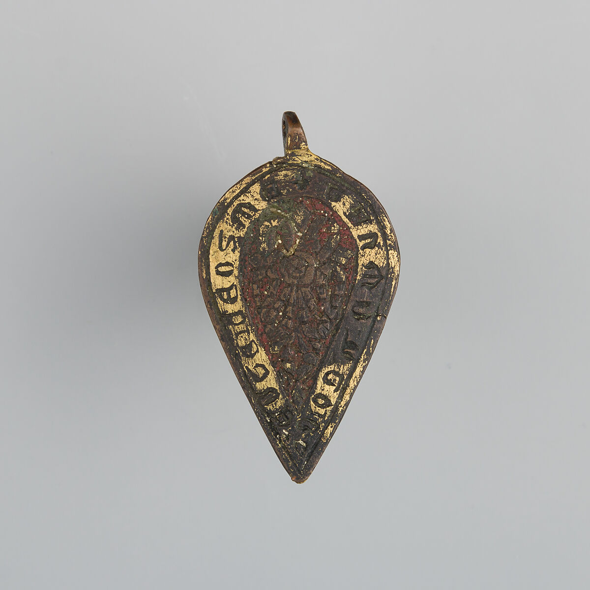 Badge or Harness Pendant, Copper, gold, enamel, Spanish 