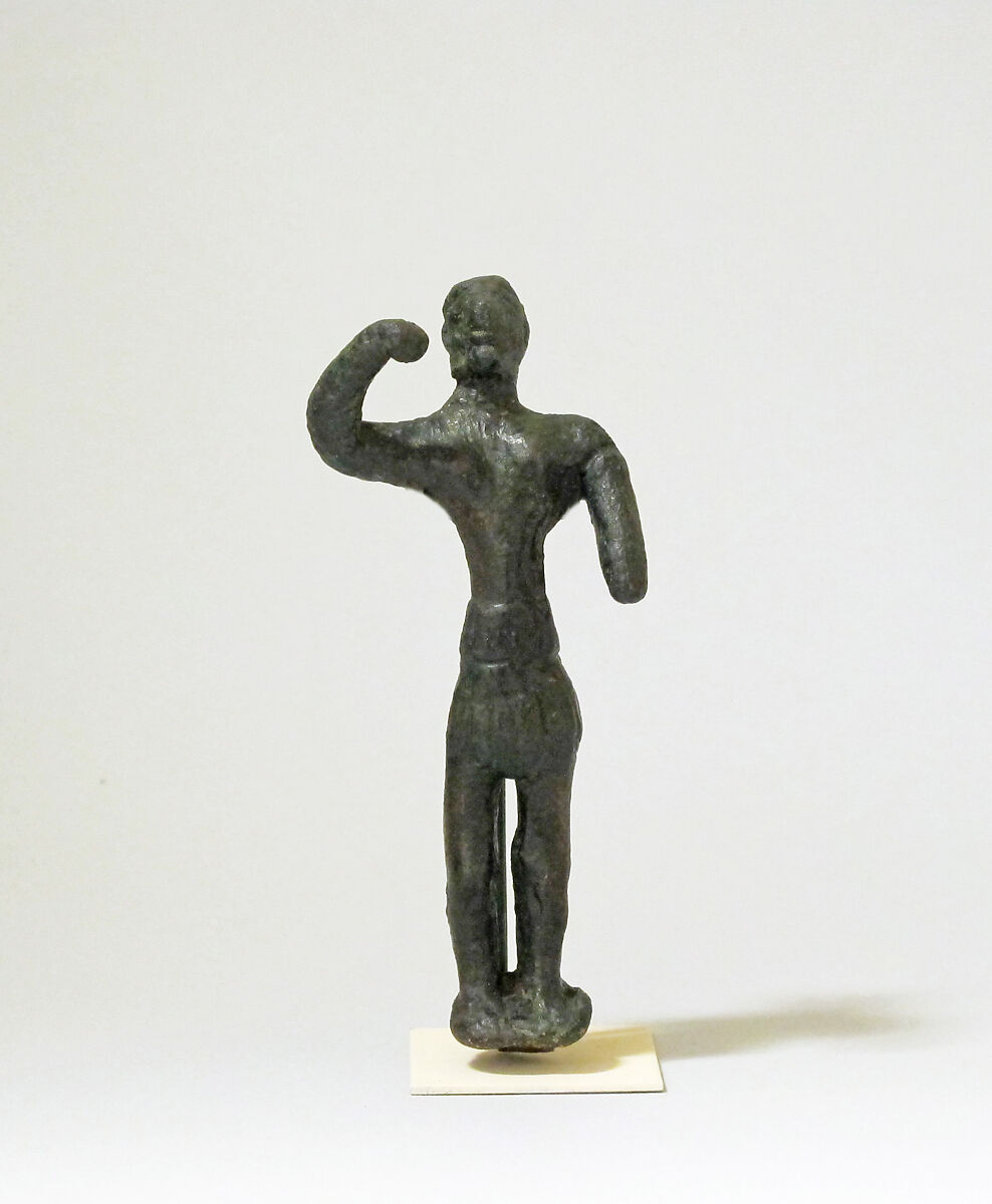Bronze statuette of a male votary, Bronze, Minoan 