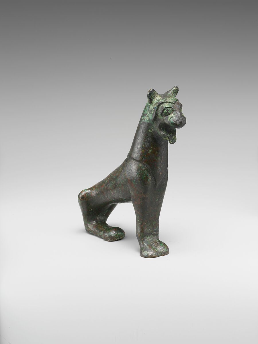 Bronze statuette of a lion, Bronze, Etruscan 