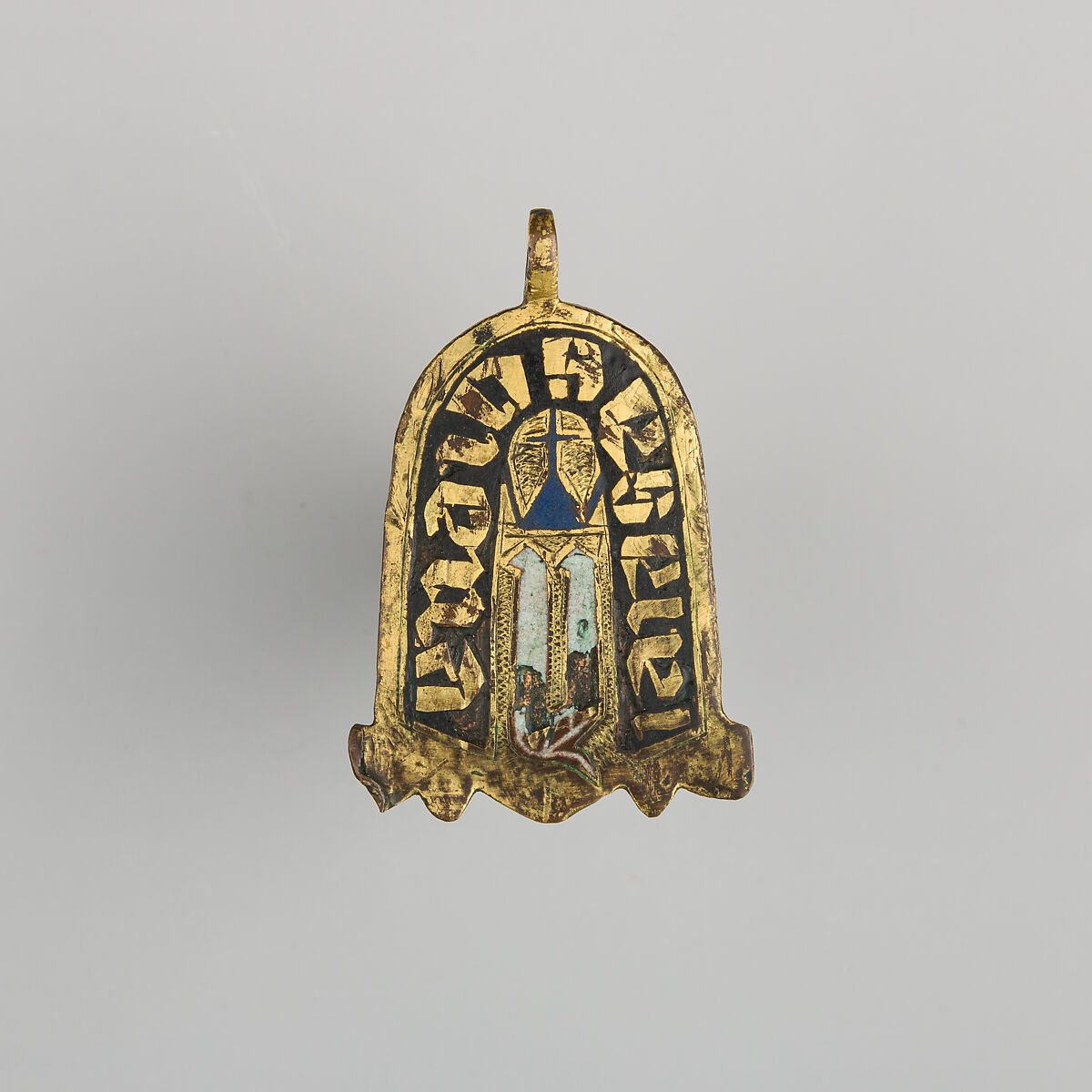 Badge or Harness Pendant, Copper, gold, enamel, Spanish 