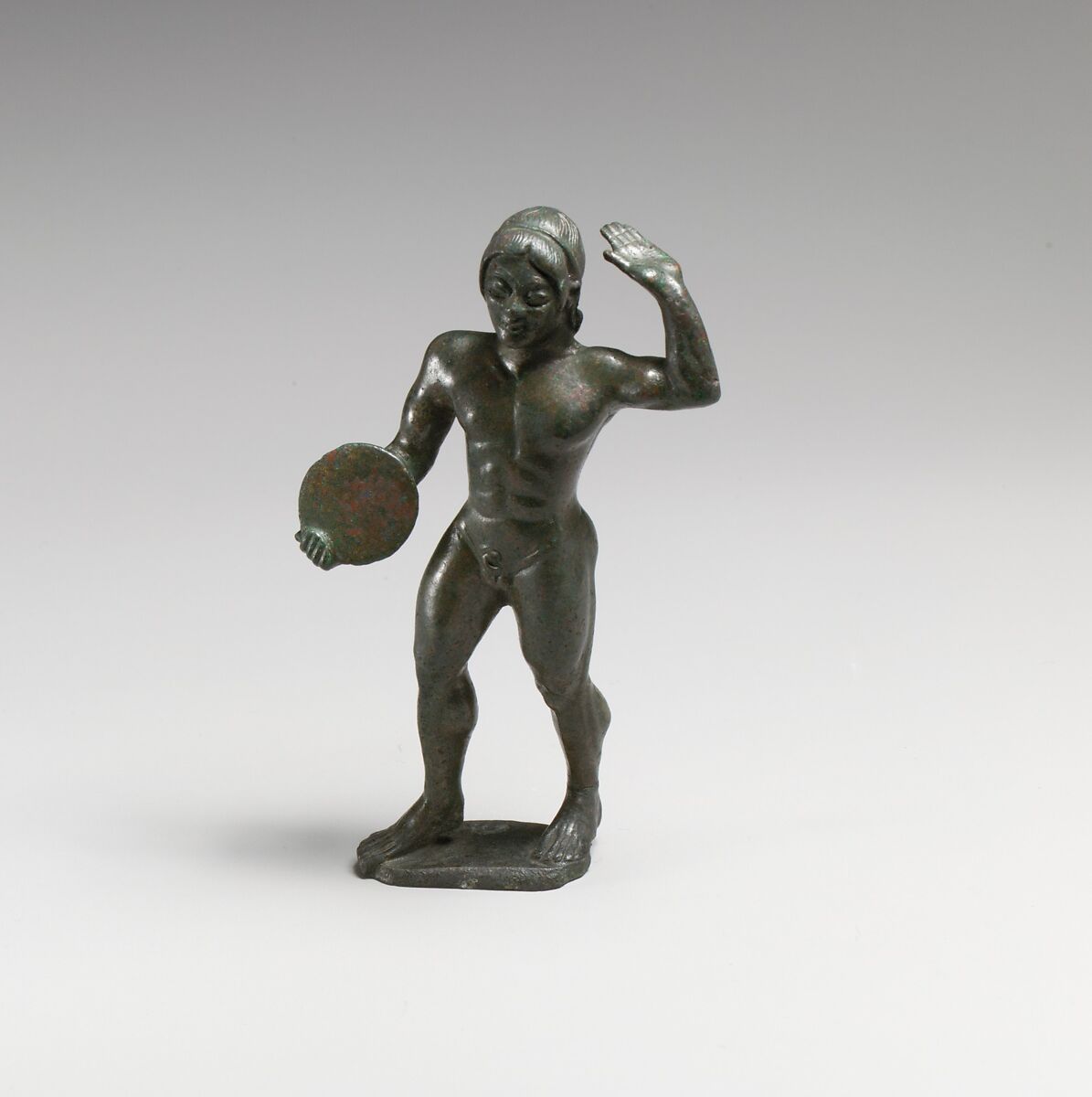 Bronze statuette of a diskos thrower, Bronze, Etruscan 