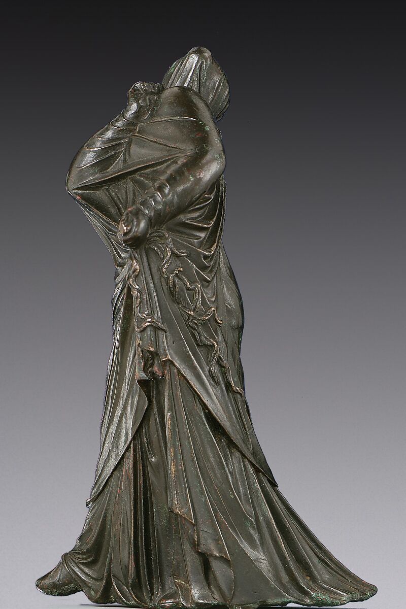 Bronze statuette of a veiled and masked dancer, Bronze, Greek
