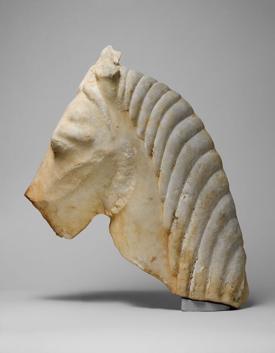 Marble head of a horse, Marble, Greek, Attic