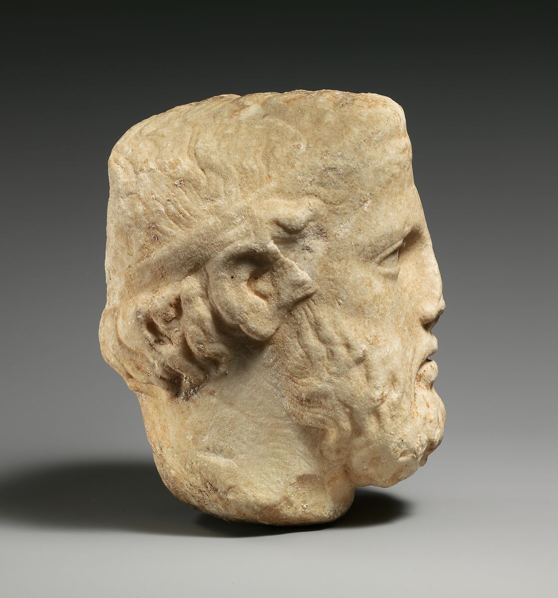 Marble head of a bearded man from a herm, Marble, Greek, Attic