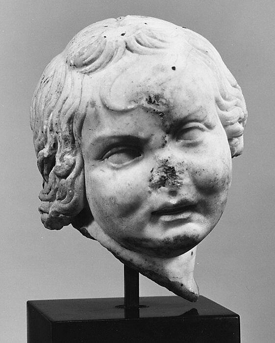 Marble head of a child, Marble, Greek