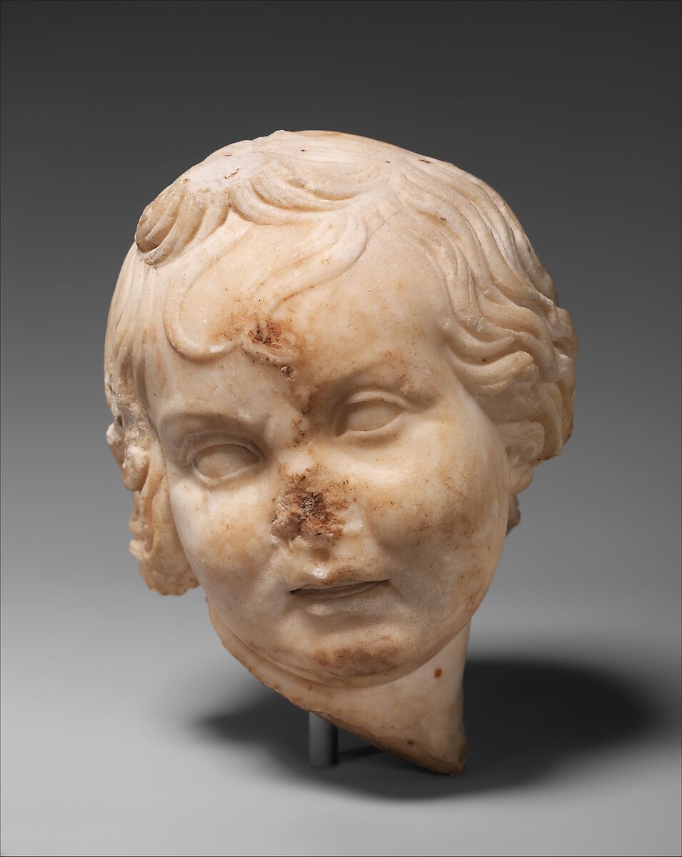 Marble head of a child, Marble, Greek 