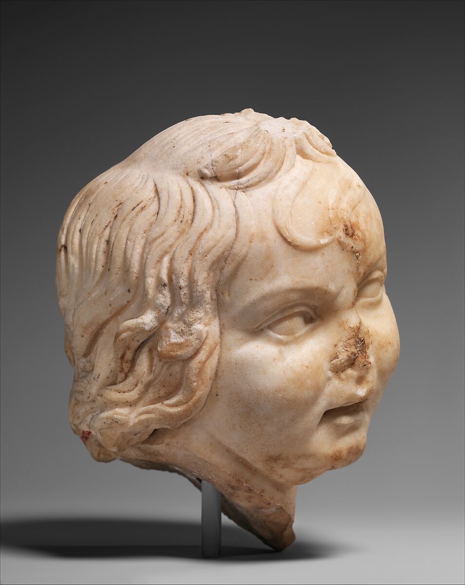 Marble head of a child, Marble, Greek