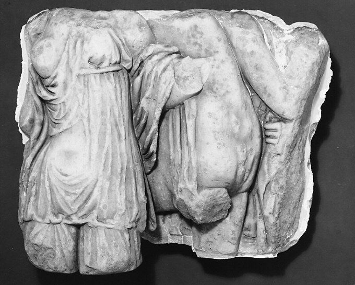 Marble sarcophagus fragment, Marble, Roman 